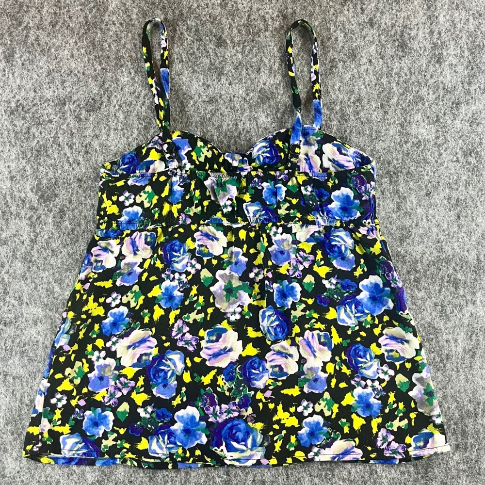 Kirra Pacsun Floral Camisole Tank Top Womens M Blue Black Boho Babydoll Y2K 90s - Picture 5 of 12